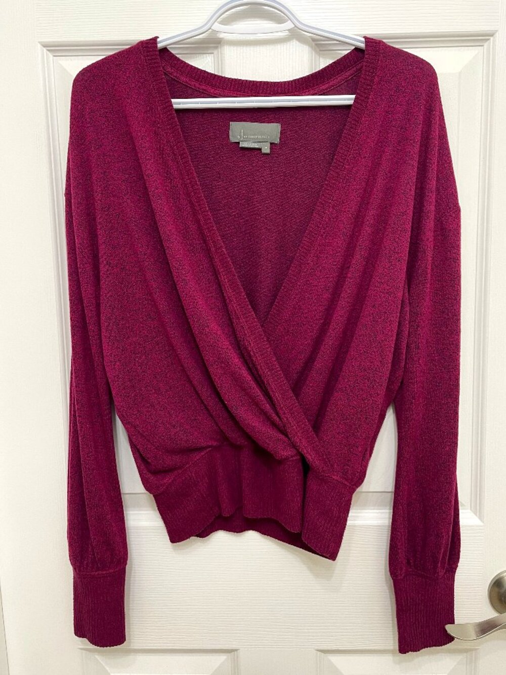 Anthropologie Magenta Wrap V-Neck Sweater M